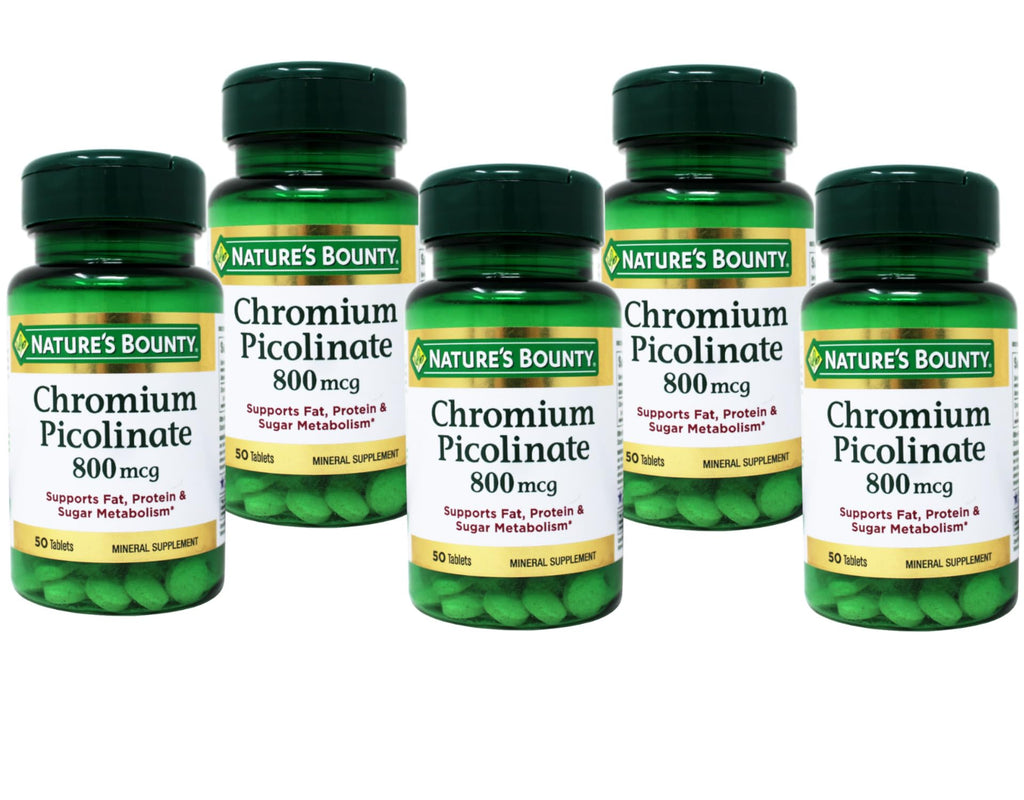 Nature's Bounty Chromium Picolinate 800 mcg Tablets – Pack of 5 (50 ea)