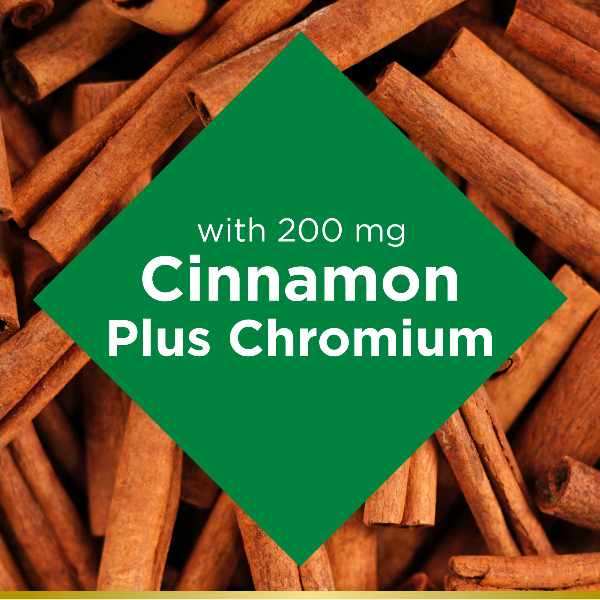 Nature's Bounty Cinnamon 2000 mg Plus Chromium – Sugar Metabolism Support, 60 Capsules