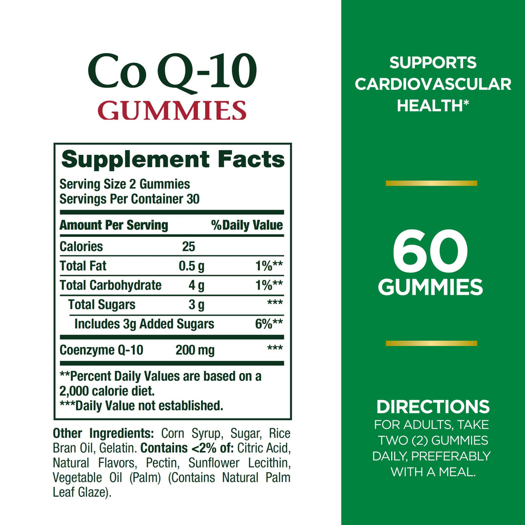 Nature's Bounty CoQ10 Gummies 200 mg – Peach Mango, 60 Count, Heart Health Support