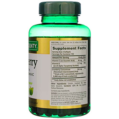 Nature's Bounty Cranberry with Vitamin C 4200 mg – 250 Softgels (Pack of 3)