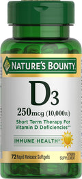 Nature's Bounty D3-10,000 IU Softgels 72 ea (Pack of 4) – Vitamin D3 Supplement