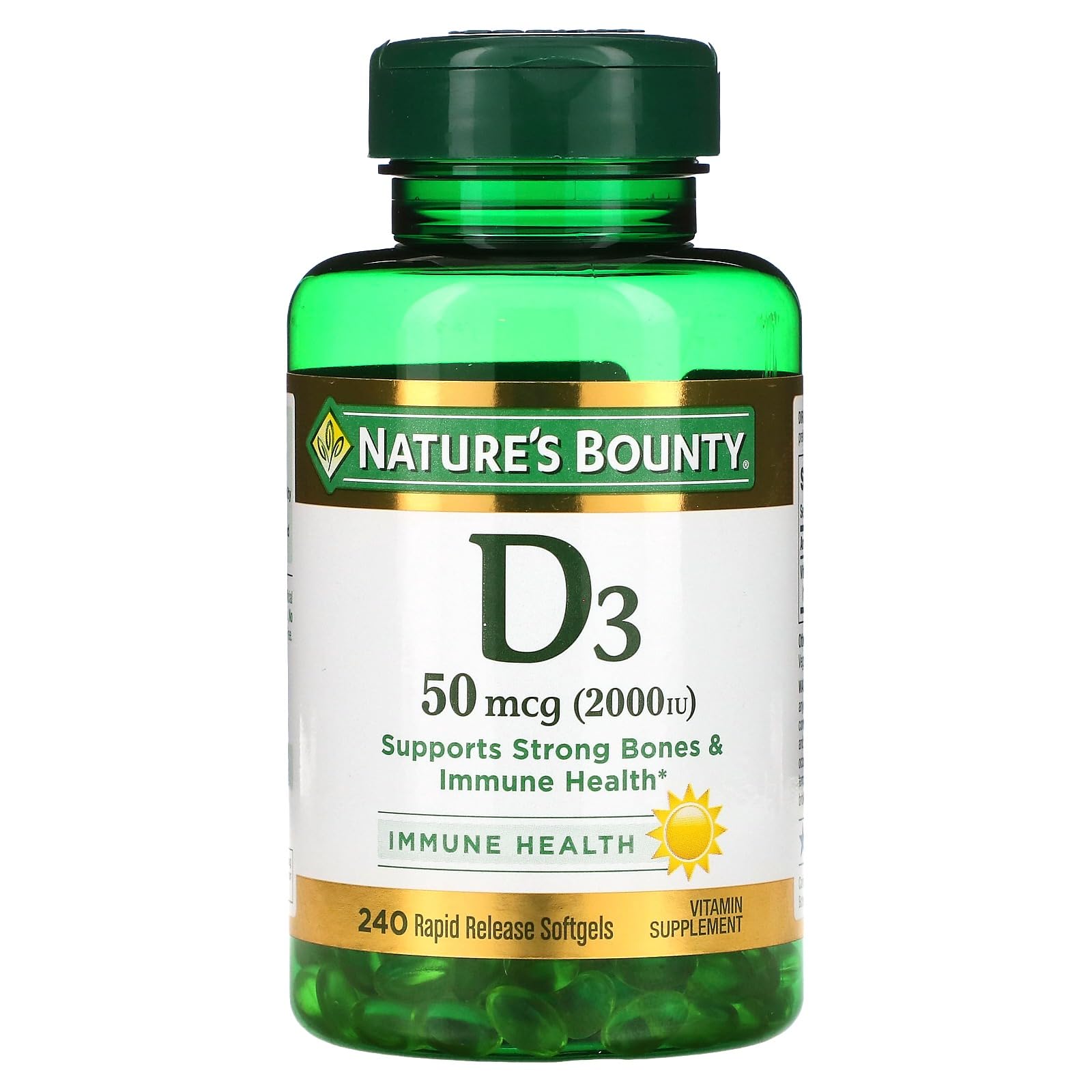 Nature's Bounty D3-2000 IU, 240 Softgels (Pack of 2) | Vitamin D3 Supplement