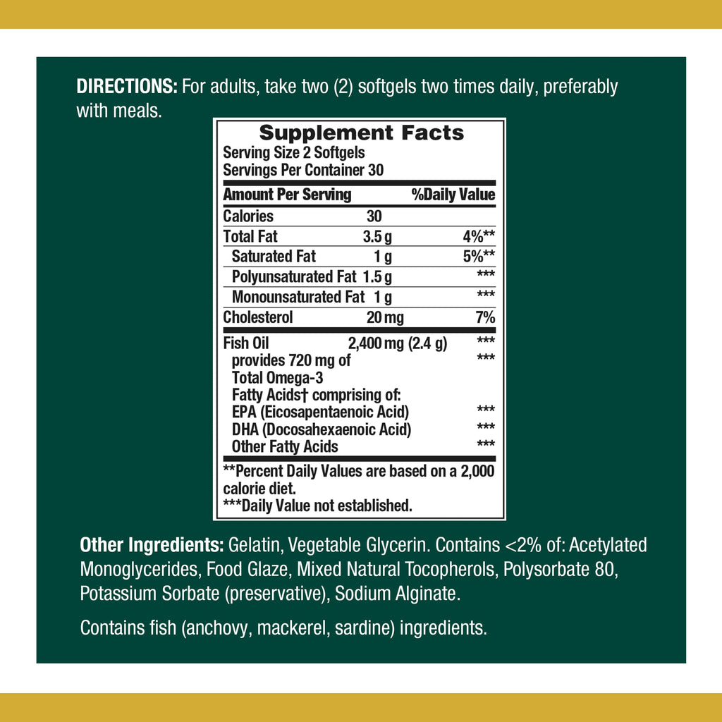 Nature's Bounty Fish Oil 1200 mg Omega-3 Softgels | Supports Heart Health