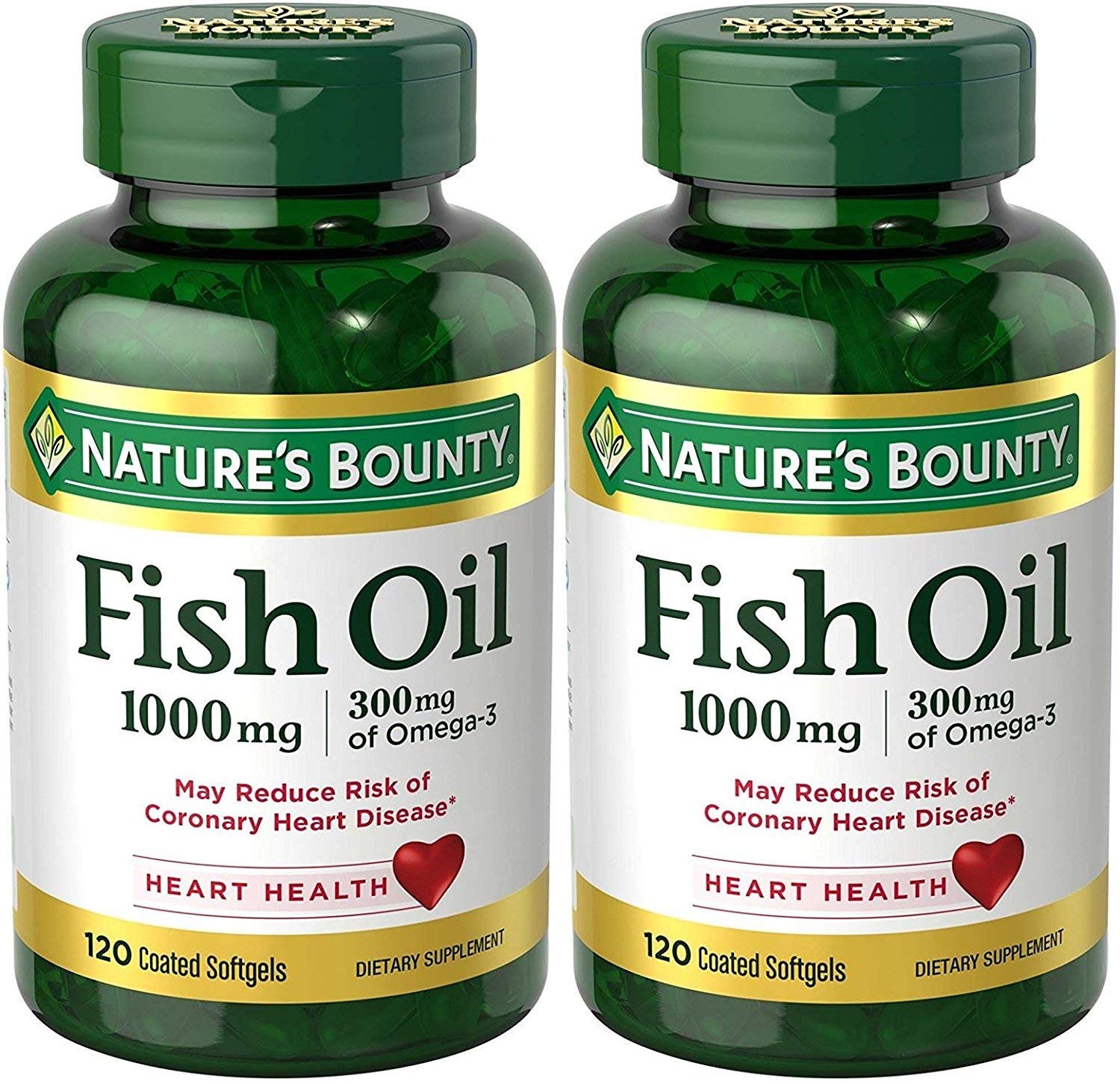 Nature's Bounty Fish Oil Odorless 1000 mg - 240 Softgels (2 x 120 Count Bottles)