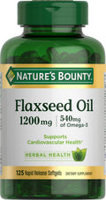Nature's Bounty Flaxseed & Omega-3 1200mg Softgels - Cardiovascular Health, 125 ct