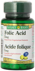 Nature's Bounty Folic Acid 1 mg 150 Tablets (Packaging May Vary) | Vegetarian