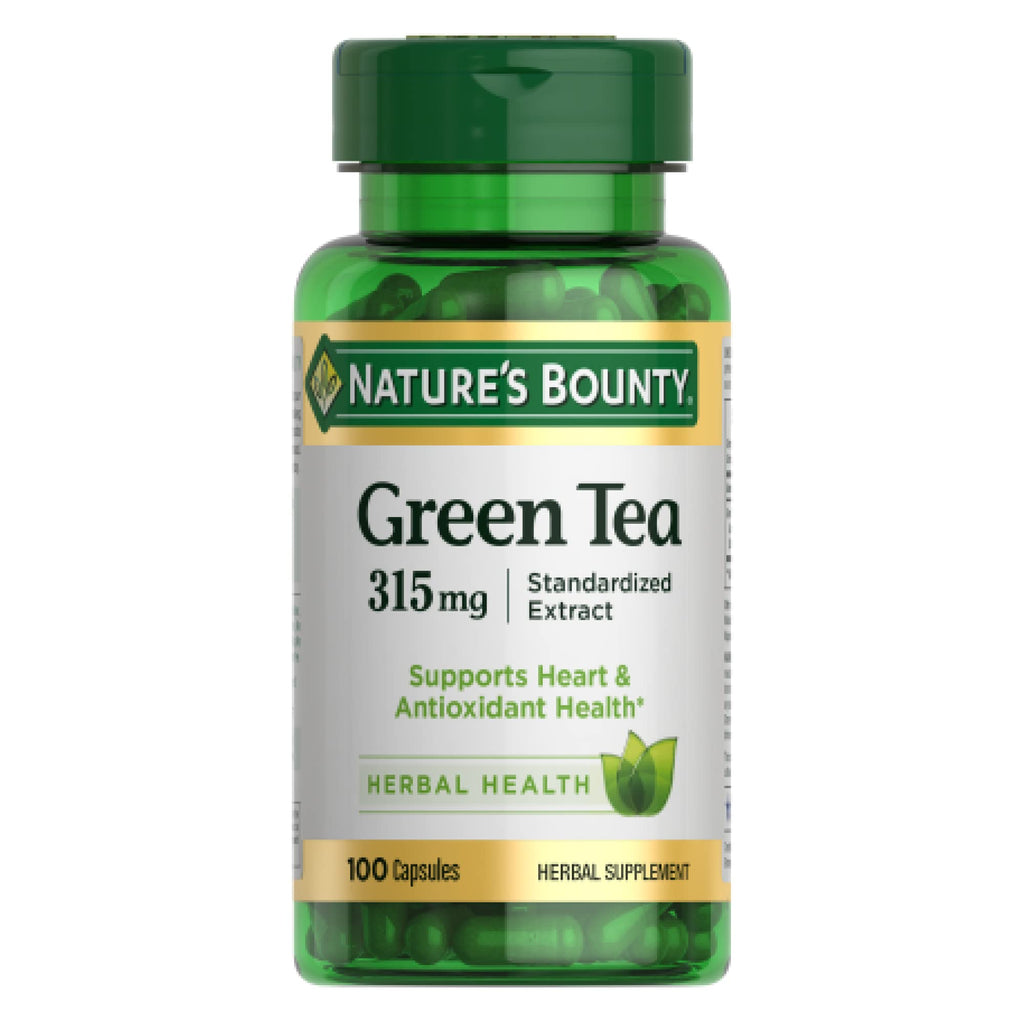 Nature's Bounty Green Tea Pills - Heart Health & Antioxidant Support, 315mg, 100 Capsules