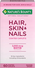Nature's Bounty Hair, Skin & Nails Formula – 3,000 mcg Biotin, 60 Caplets
