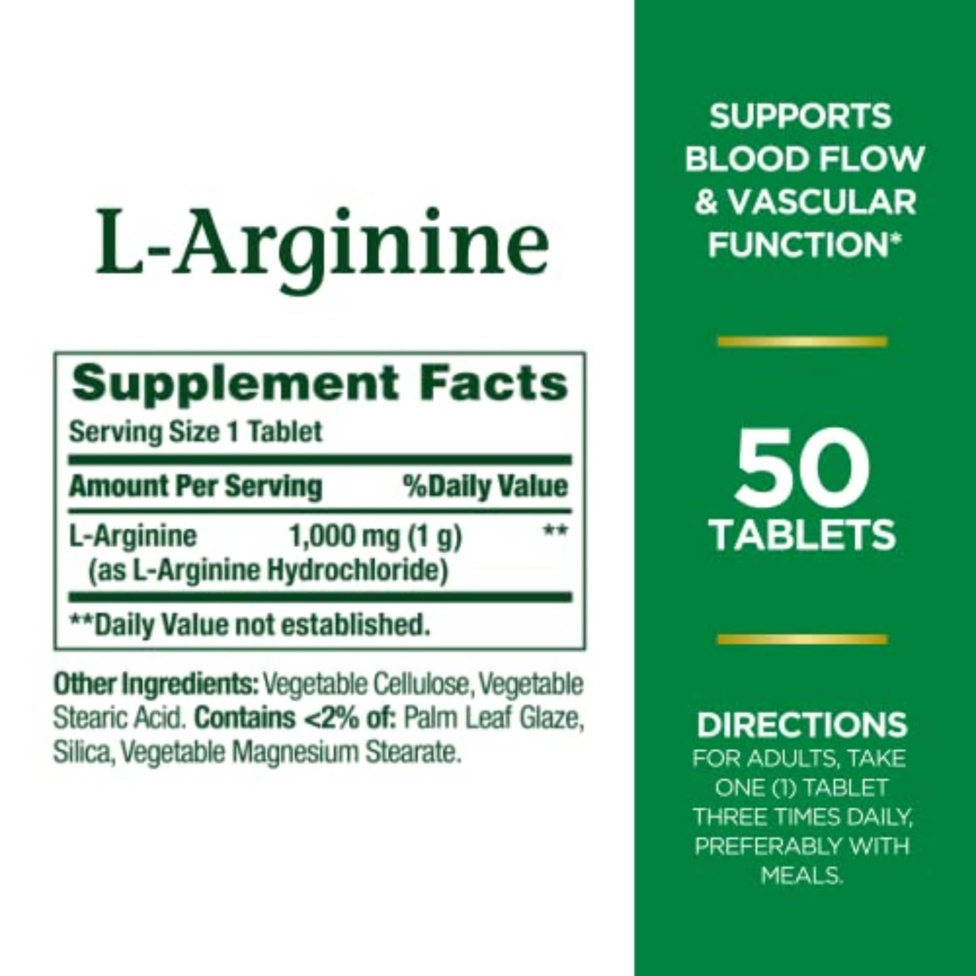 Nature's Bounty L-Arginine 1000mg – Supports Blood Flow & Vascular Function