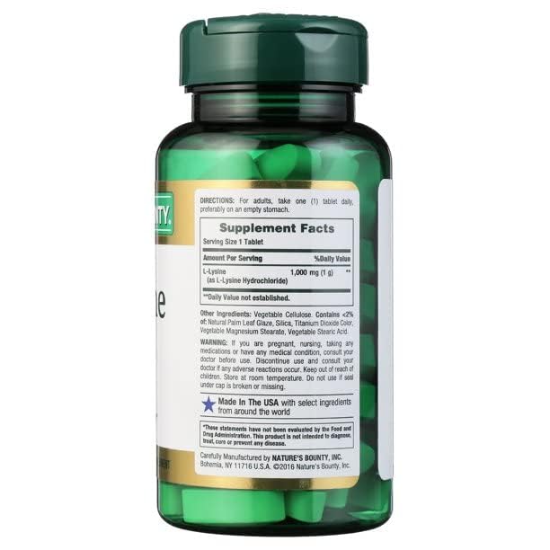 Nature's Bounty L-Lysine 1000 mg Tablets – 60 ea (Pack of 4)