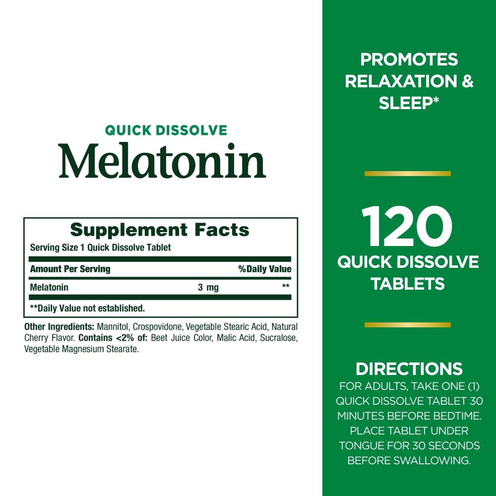 Nature's Bounty Melatonin 3 mg, 120 Count — Quick Dissolve