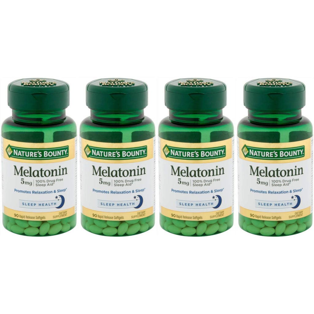 Nature's Bounty Super Strength Melatonin 5 mg Softgels 90 ea (Pack of 4) – Sleep Support