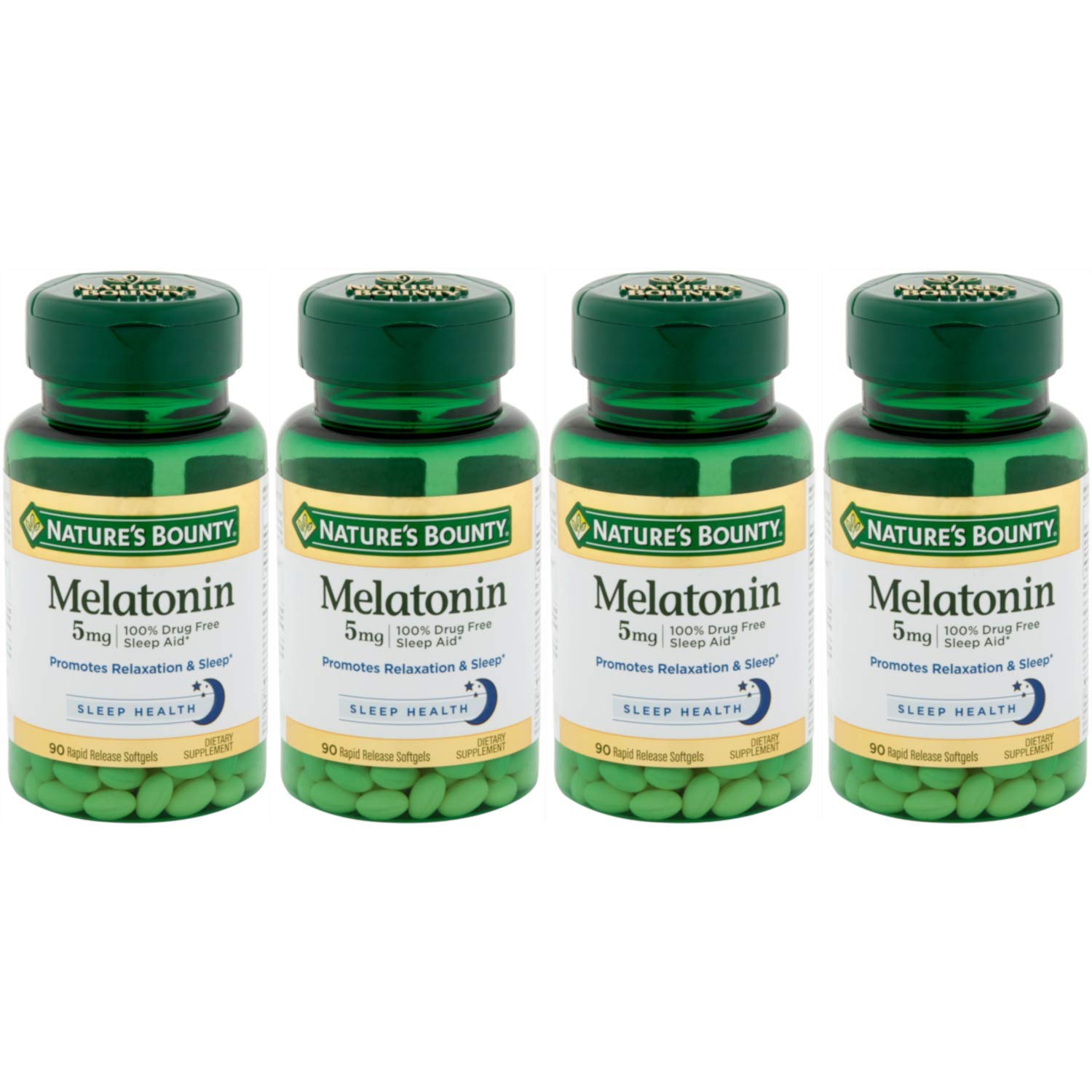 Nature's Bounty Super Strength Melatonin 5 mg Softgels 90 ea (Pack of 4) – Sleep Support