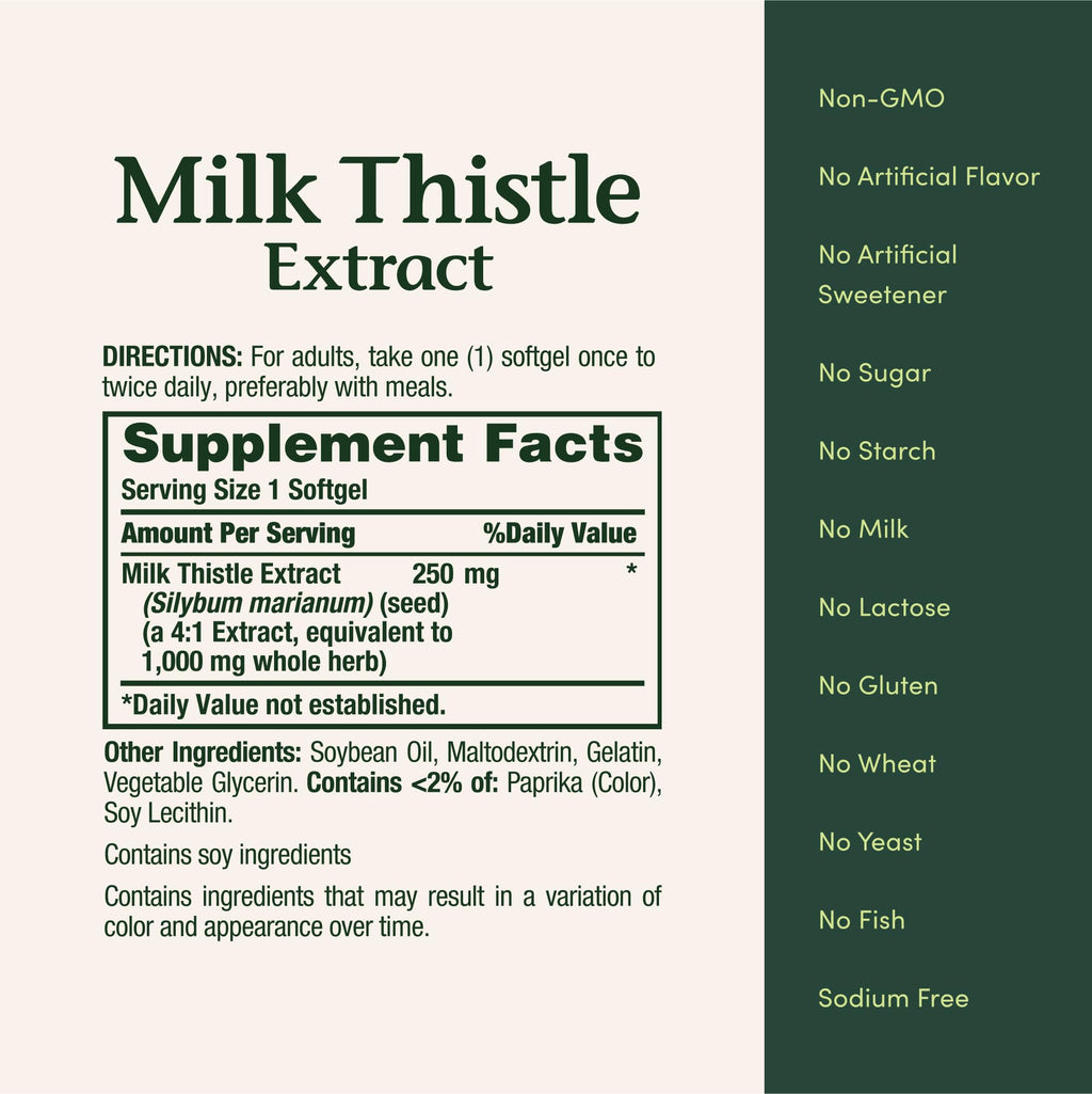 Nature's Bounty Milk Thistle 1000mg – Rapid Release Softgels, Gluten Free, 50 Ct