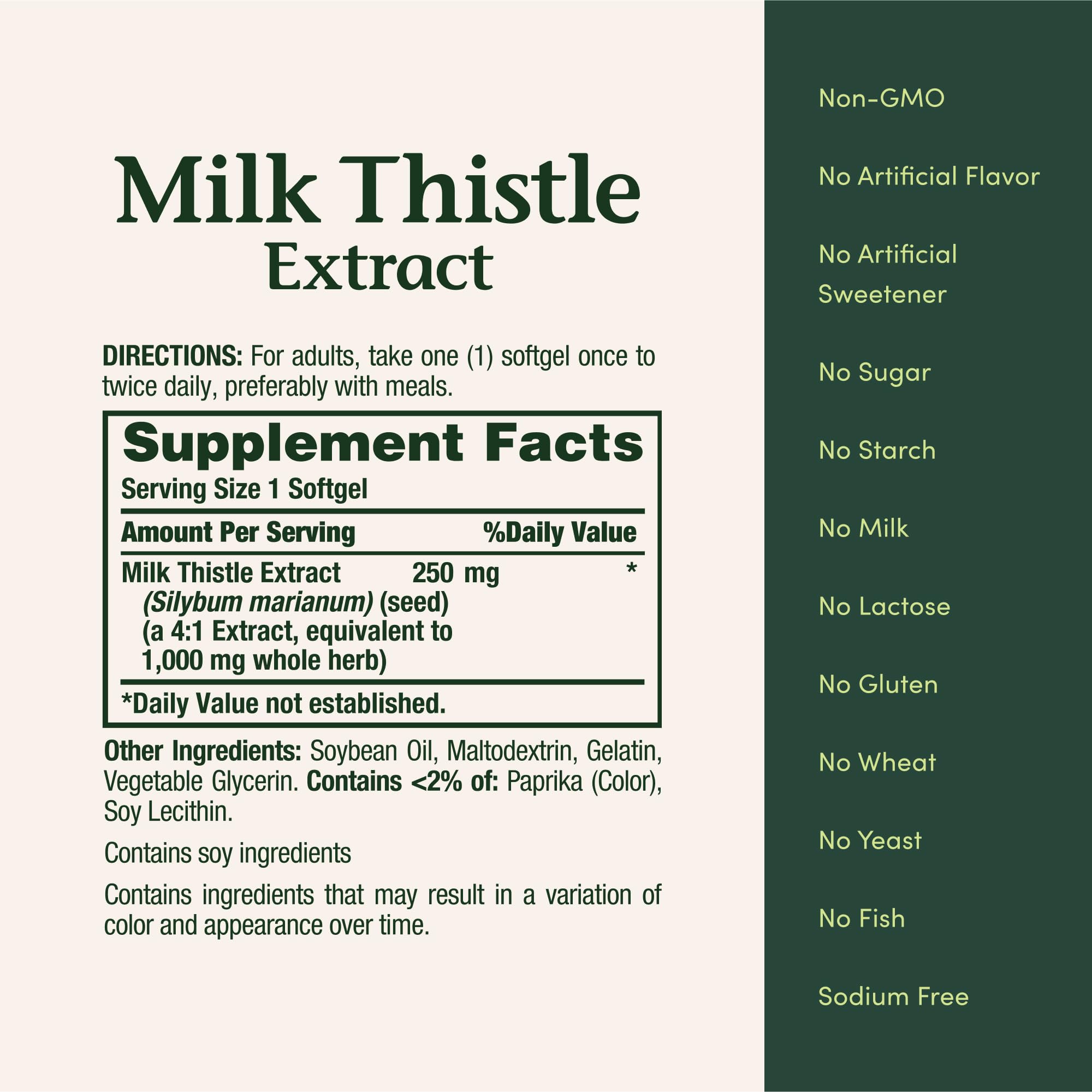 Nature's Bounty Milk Thistle 1000mg – Rapid Release Softgels, Gluten Free, 50 Ct