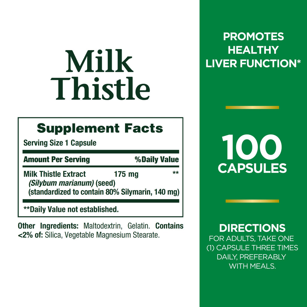 Nature's Bounty Milk Thistle 175 mg - Liver Health Support, 100 Softgels