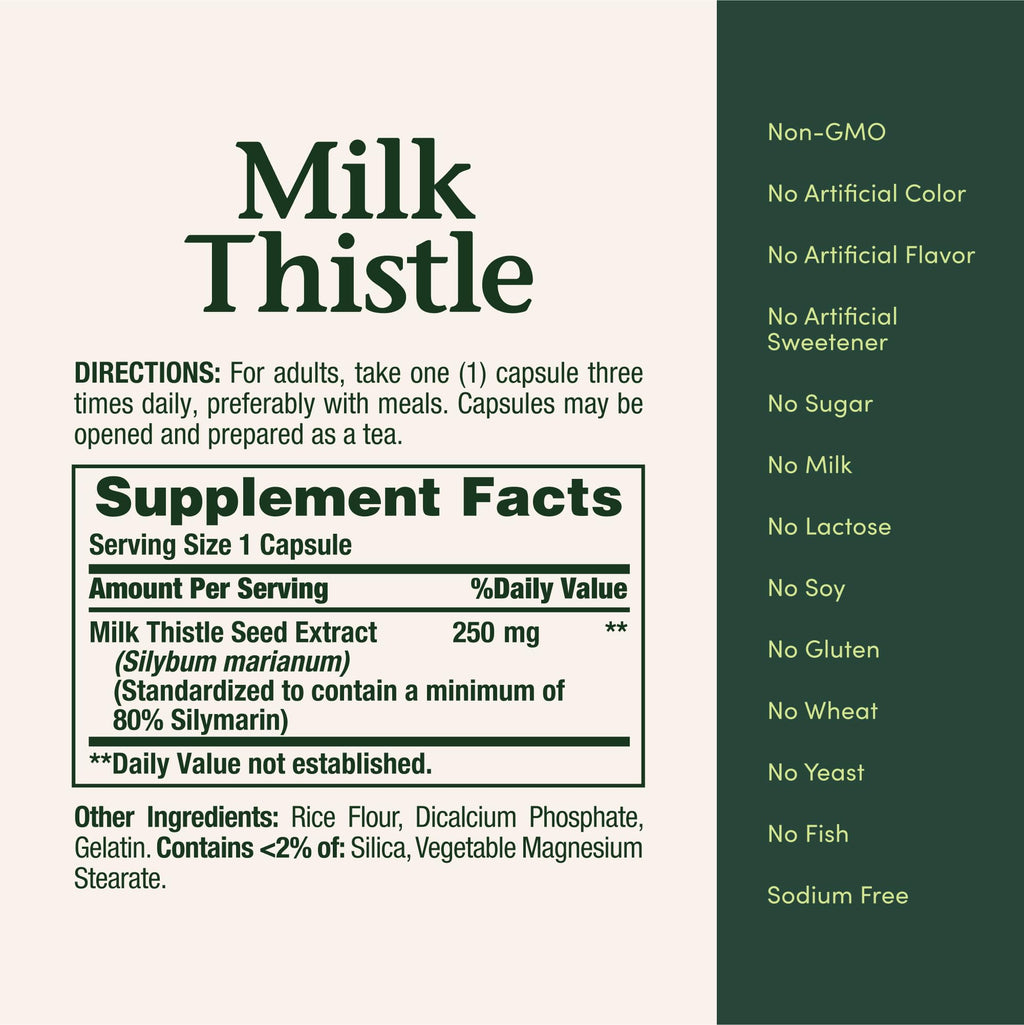 Nature's Bounty Milk Thistle Capsules 250 mg – Liver Health, 200 Count