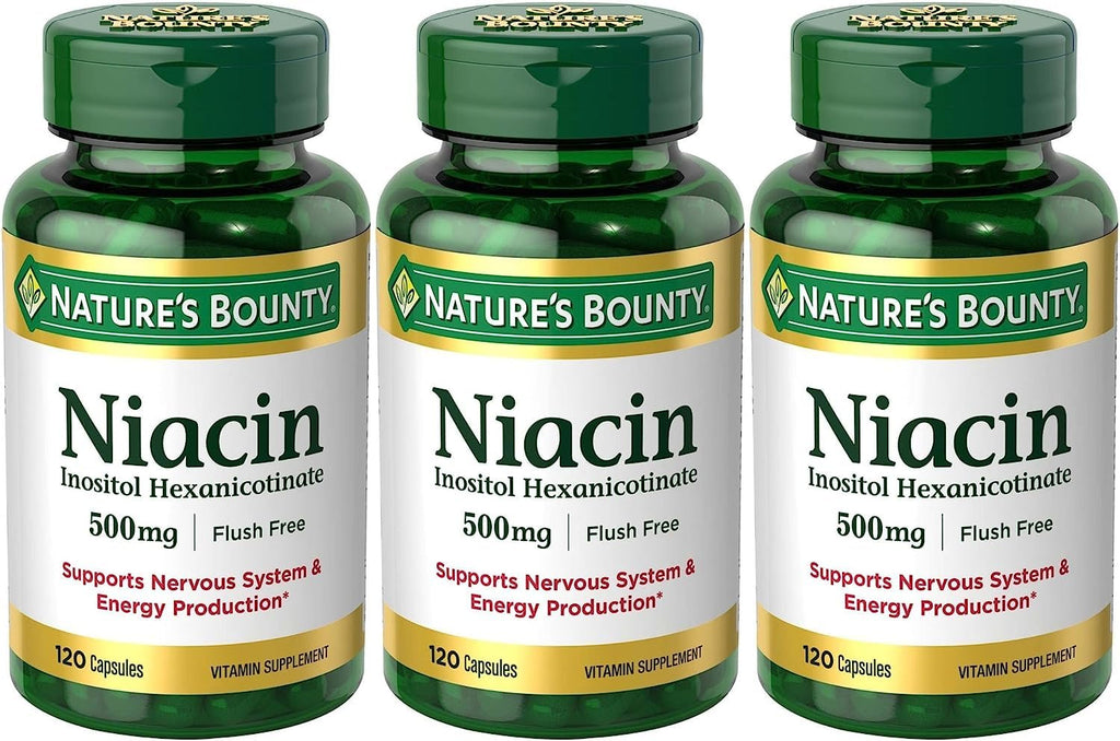 Nature's Bounty Niacin Flush Free 500 mg – Set of 3 (120 Capsules Each) | Maven Gifts