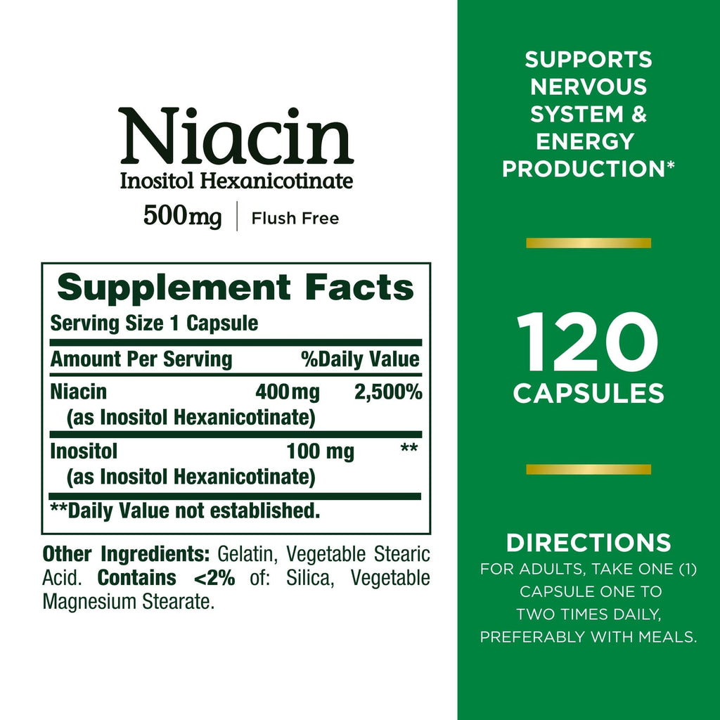 Nature's Bounty Niacin Flush Free 500 mg – Set of 3 (120 Capsules Each) | Maven Gifts
