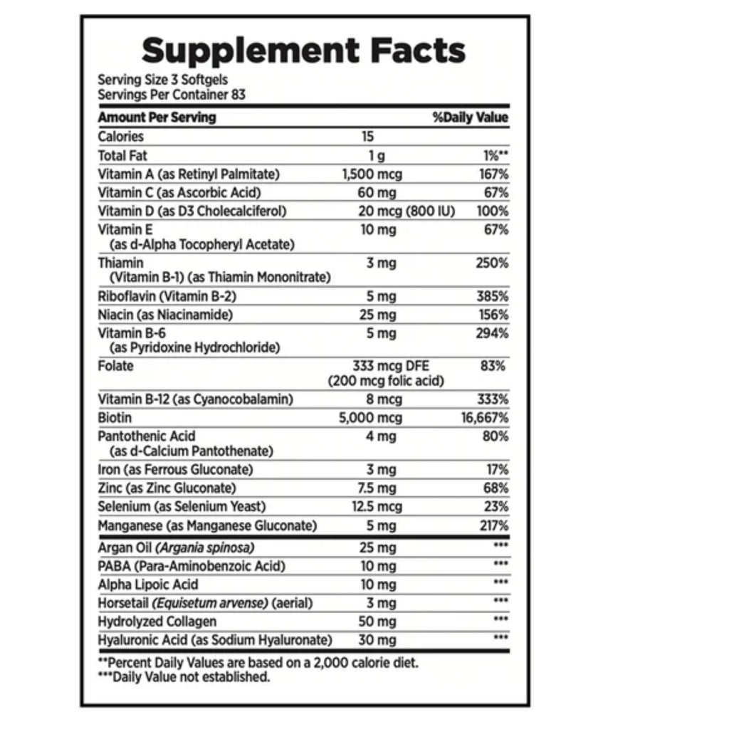 Nature's Bounty Hair Skin & Nails 5000 mcg Biotin - 250 Coated Tablets Extra Strength