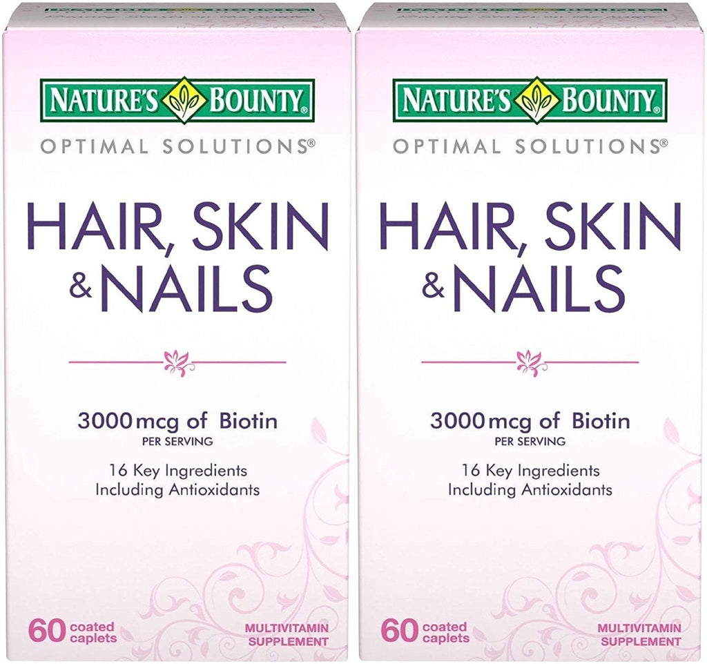Nature's Bounty Optimal Solutions Hair, Skin & Nails Formula - 120 Coated Caplets (2 x 60 Count)