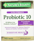 Nature's Bounty Ultra Strength Probiotic 10 – 140 Capsules, 20 Billion CFU