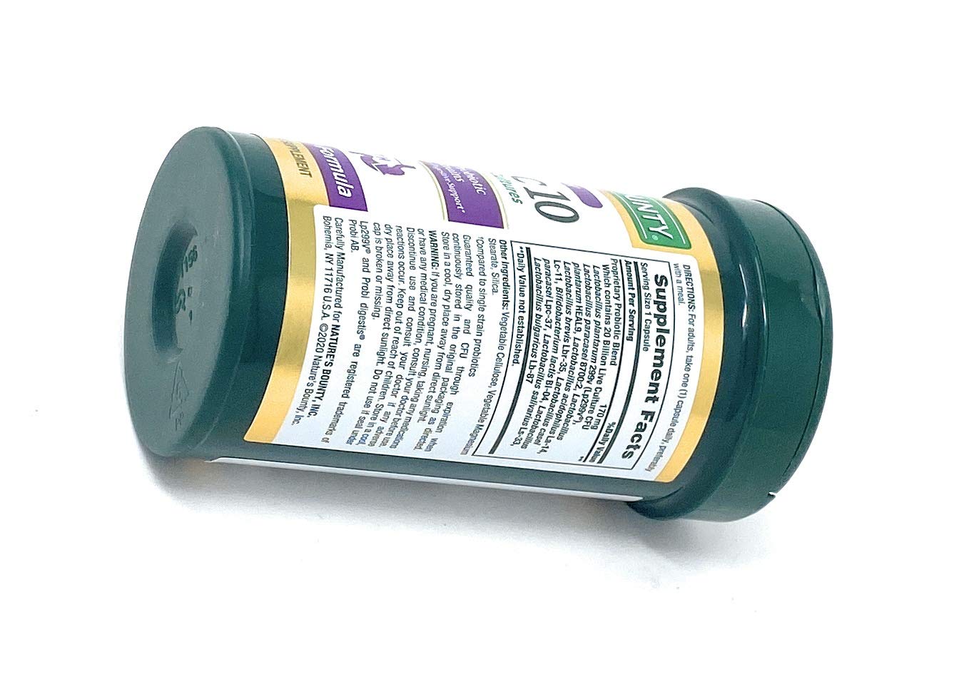 Nature's Bounty Probiotic 10 Ultra Strength - 70 Capsules, 20 Billion Cultures, 10 Strains