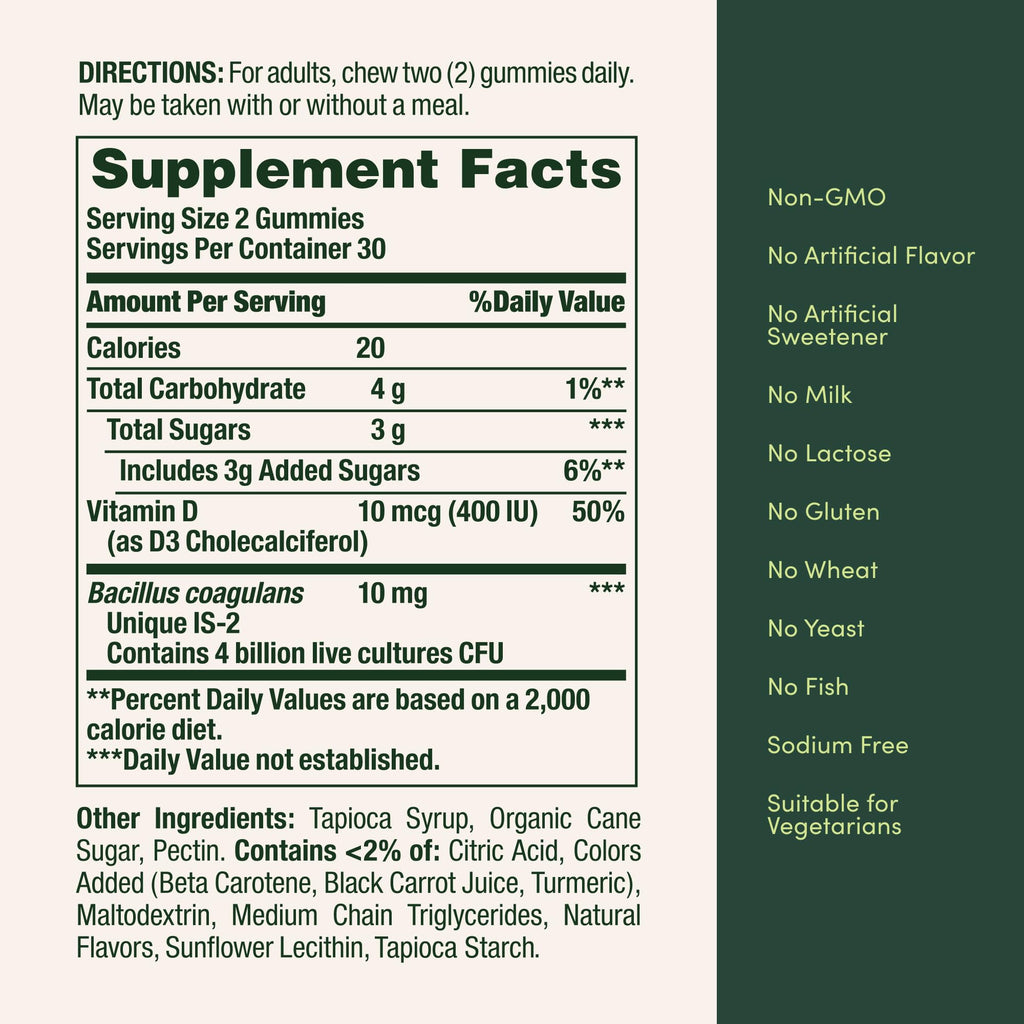 Nature's Bounty Probiotic Gummies - Immune Support & Digestive Health, Pineapple/Raspberry/Orange, 60 Count