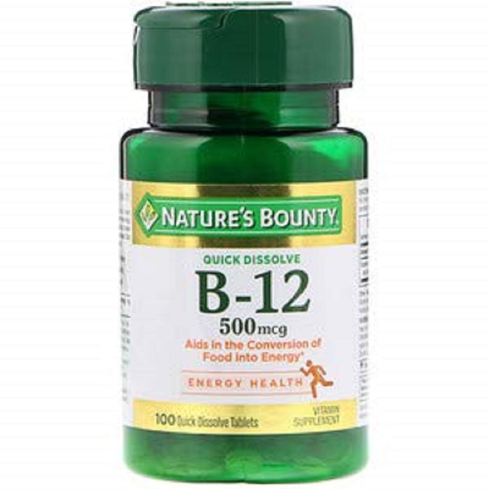 Nature's Bounty Vitamin B-12 500 mcg Microlozenges – 100 Count