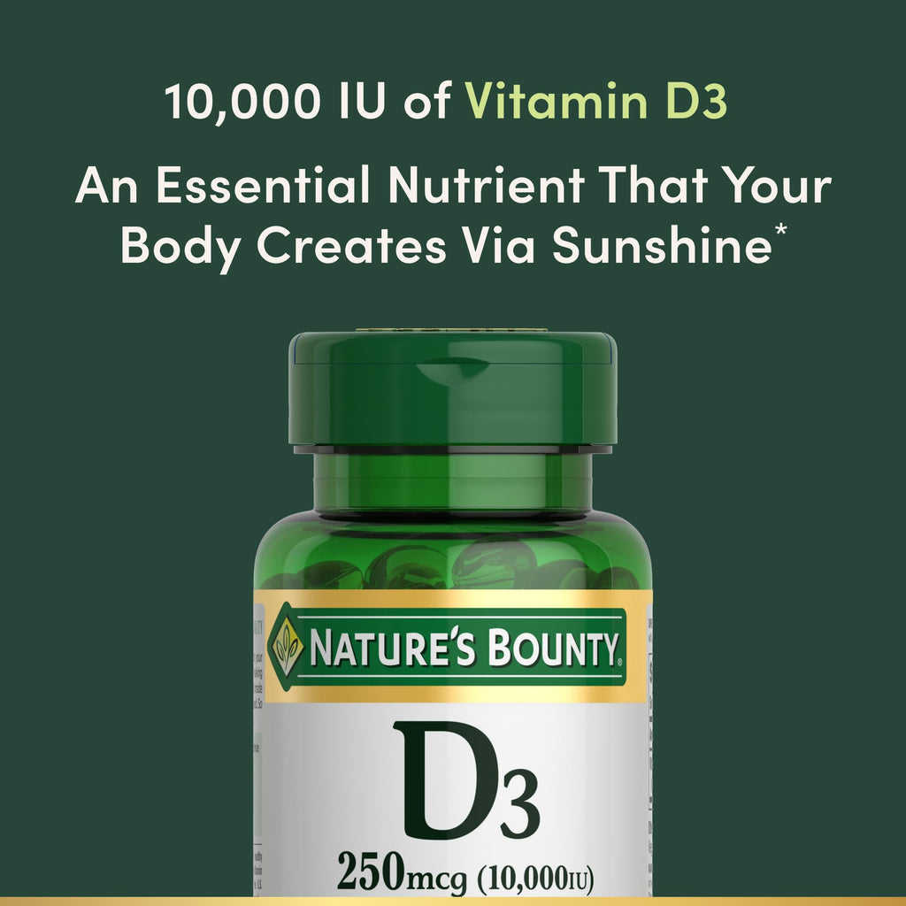 Nature's Bounty Vitamin D3 10000 IU Softgels – Immune Support & Bone Health (72 Count)