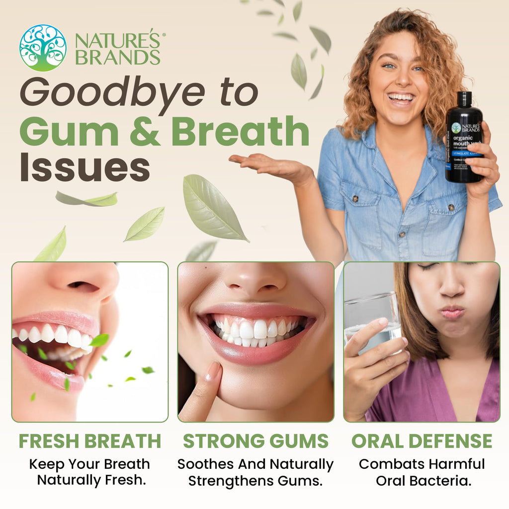 Nature's Brands Herbal Choice Mari Organic Mouth Wash - Peppermint, Tea Tree & Thyme Oils (8 oz)