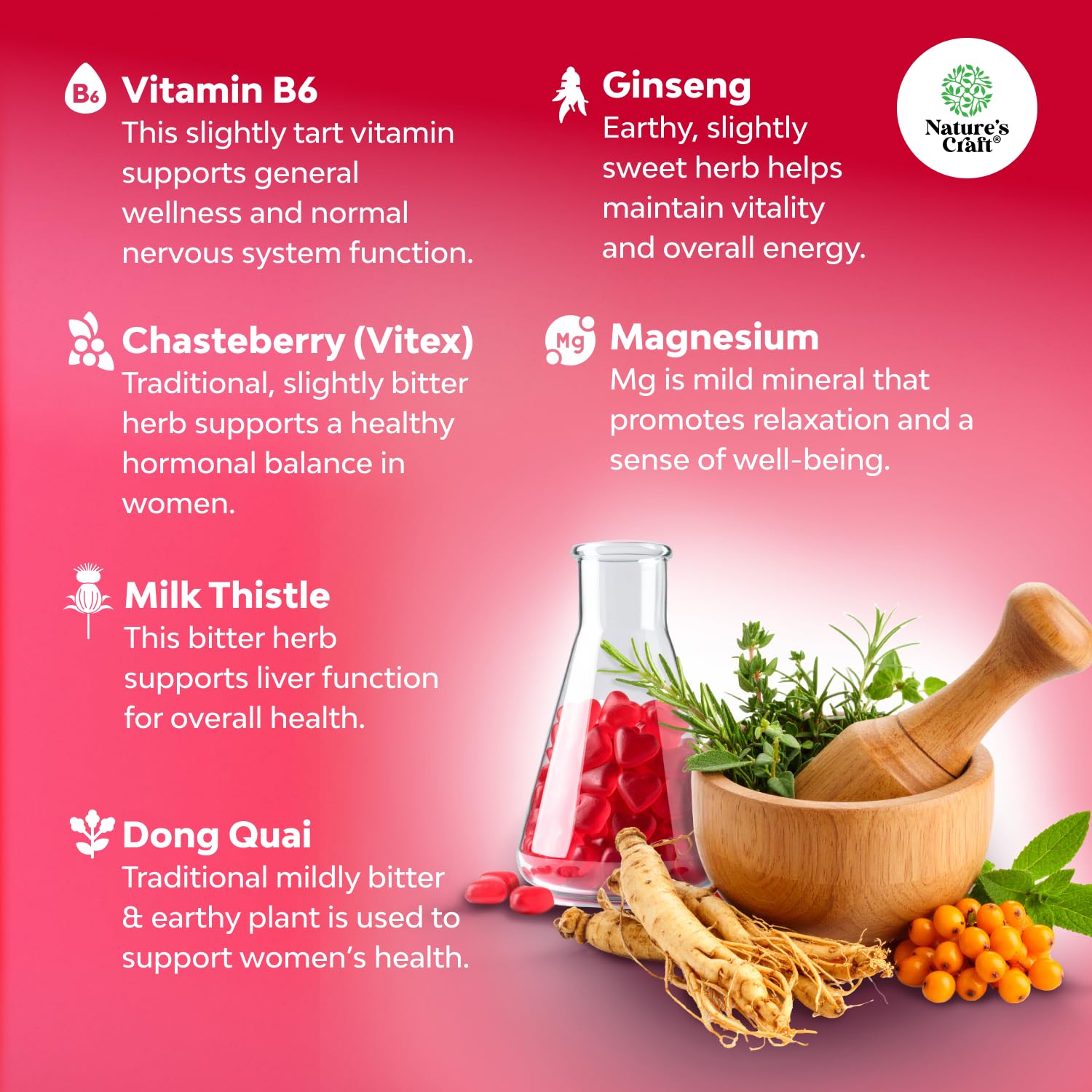 Natures Craft Hormone Balance Gummies for Women — PMS & Menopause Support (60 Chews)