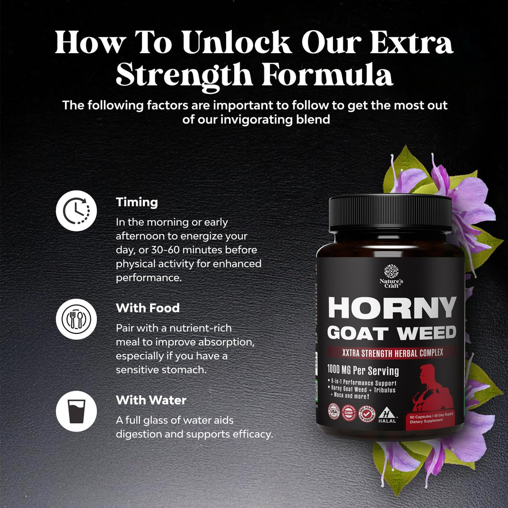Natures Craft Horny Goat Weed for Men - Extra Strength 90 Capsules
