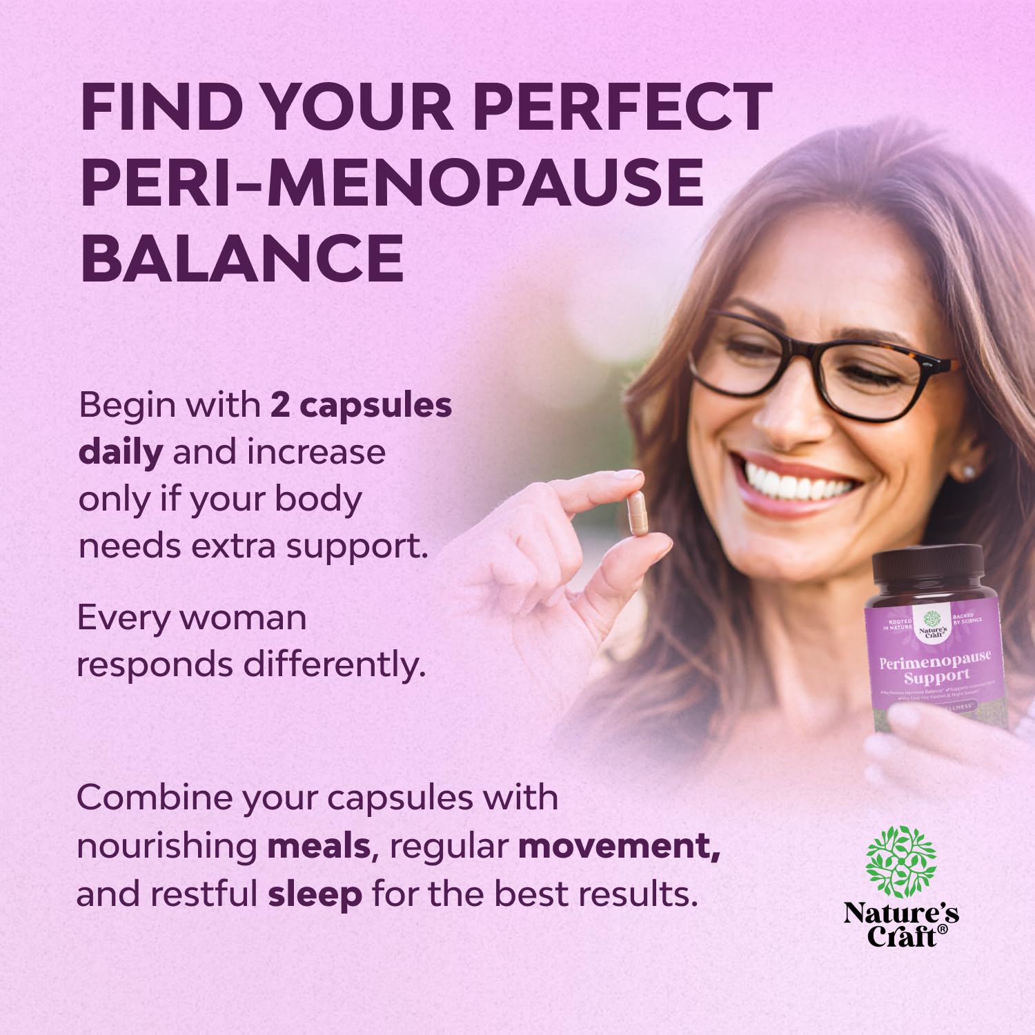 Nature's Craft Complete Perimenopause Supplement – Maca, Vitex & Black Cohosh (1 Month)