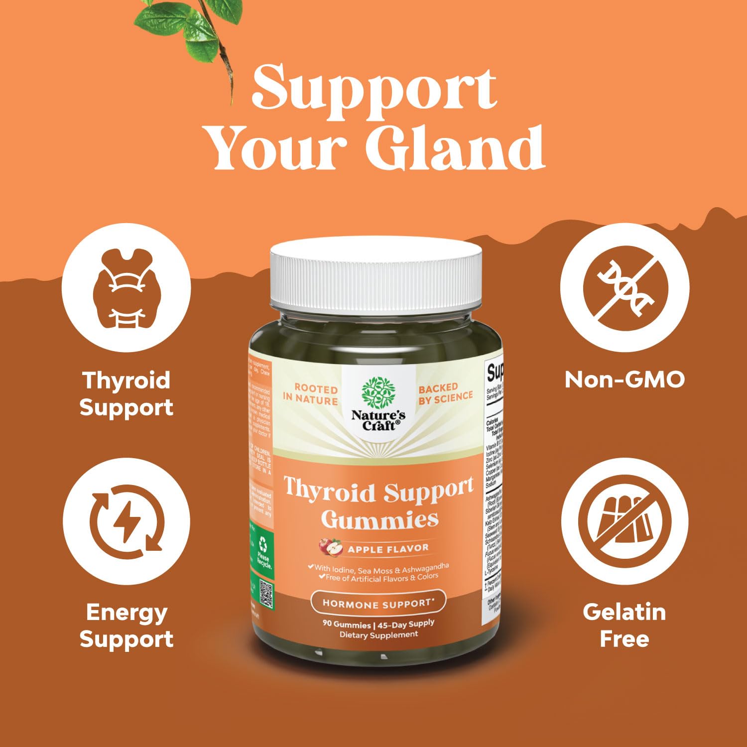 Natures Craft Vegan Thyroid Gummies with Sea Moss | Thyroid Support for Men & Women