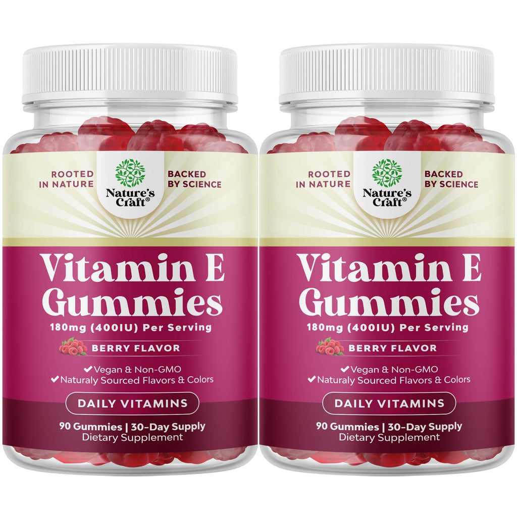 Natures Craft Vitamin E Gummies – 400 IU High-Potency Skin Support – 2-Month Supply