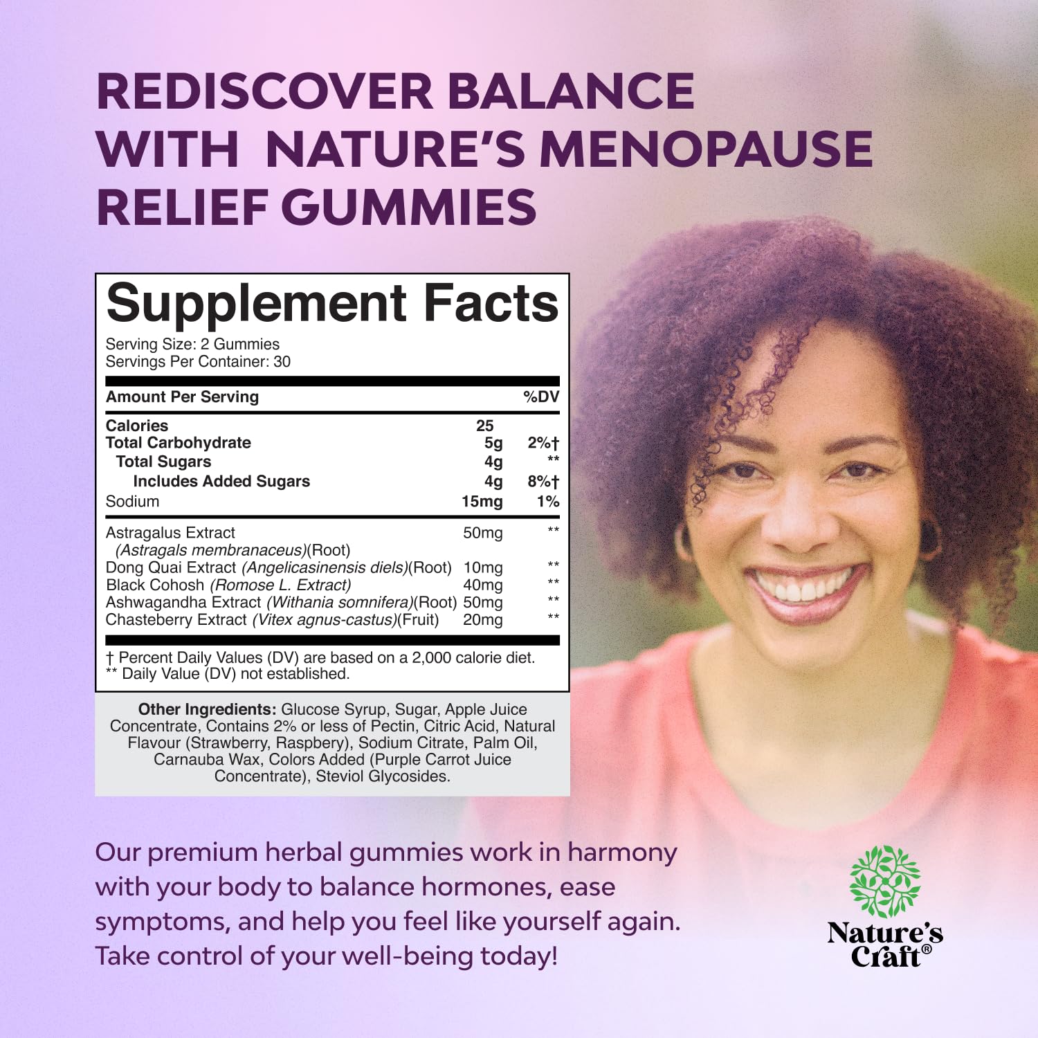 Natures Craft Womens Menopause Gummies with Dong Quai & Ashwagandha – 60 Count (3 Pack)