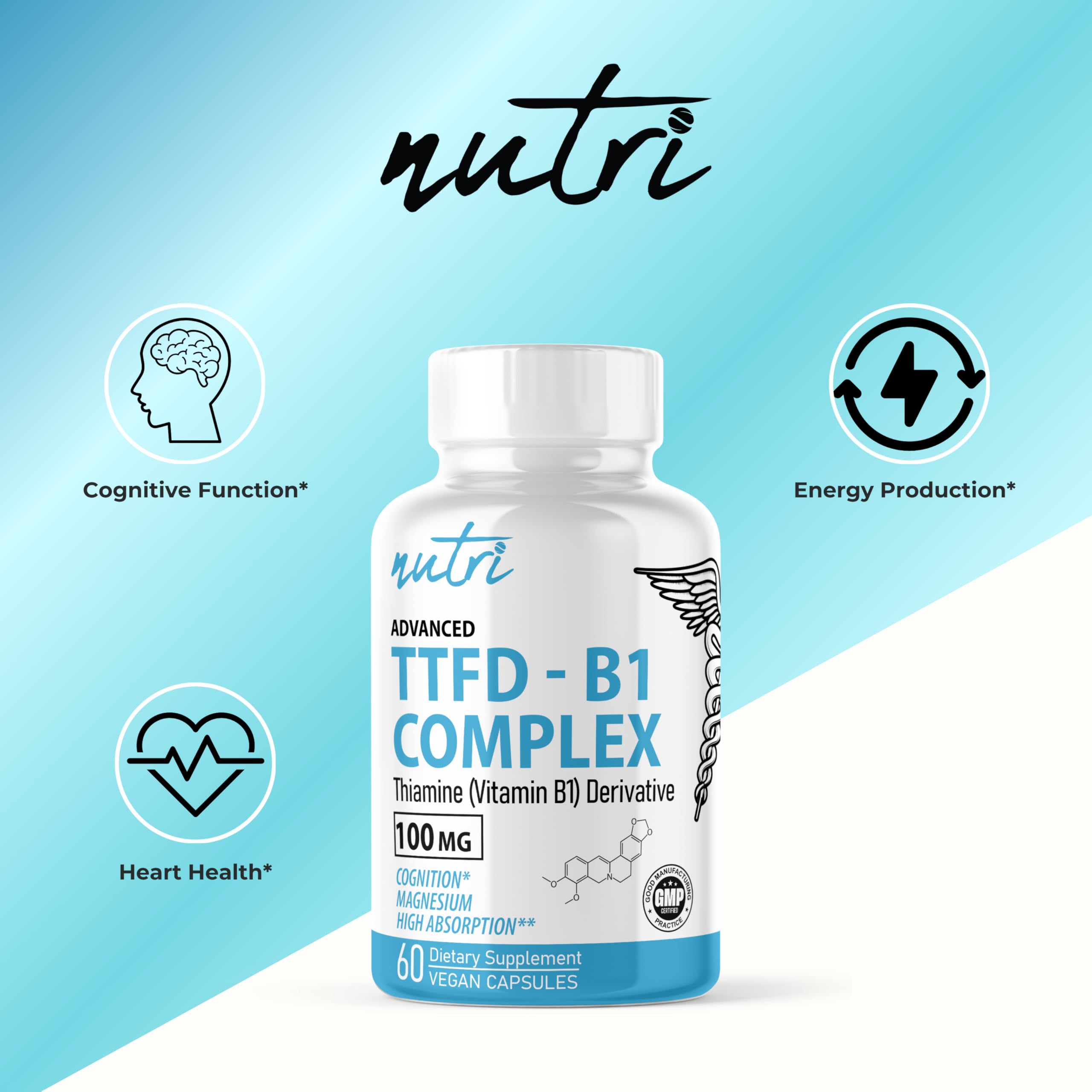 Nature's Fusions TTFD Thiamine B1 100mg - 60 Servings + 8mg Magnesium | Lab Tested