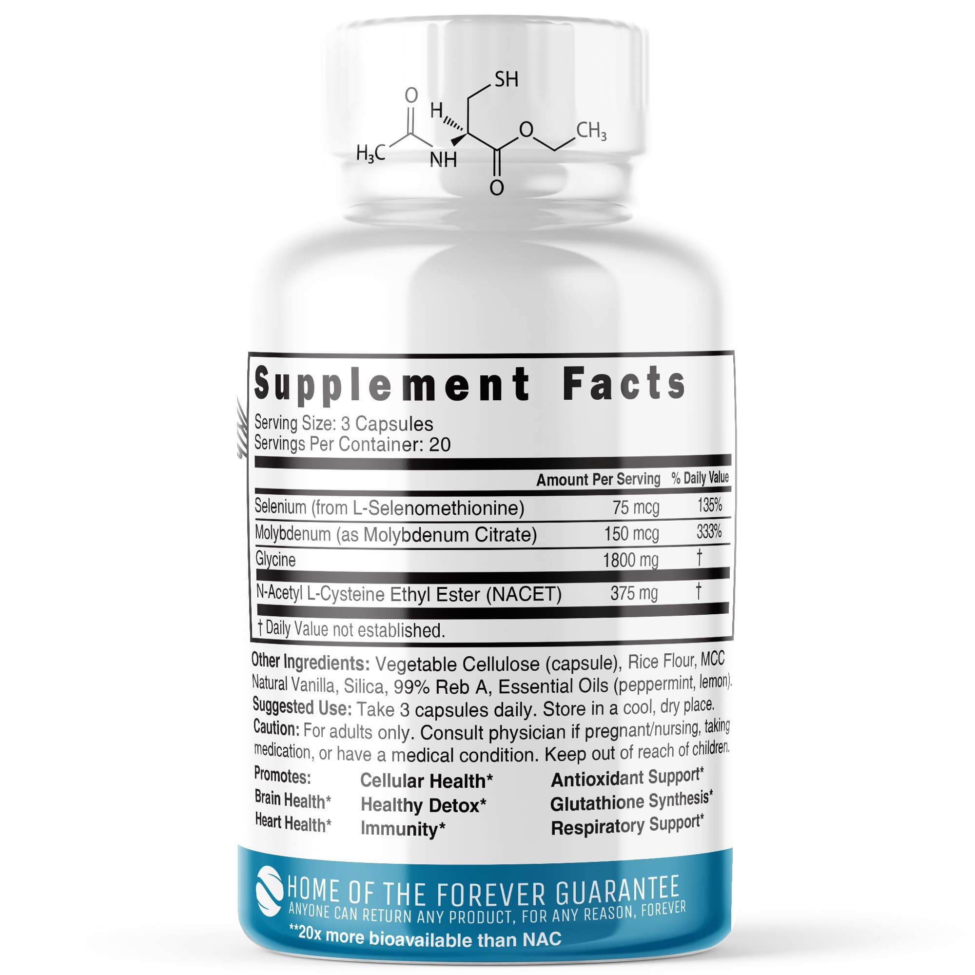 Nature's Fusions NAC Ethyl Ester + Glycine – Extra Strength NACET 1800mg | Glutathione Boost (60 Capsules)