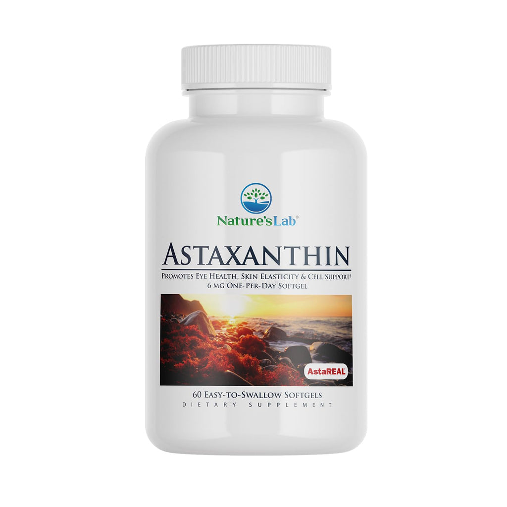 Nature's Lab AstaREAL Astaxanthin - 6mg Potent Antioxidants - 60 Capsules (2 Month Supply)