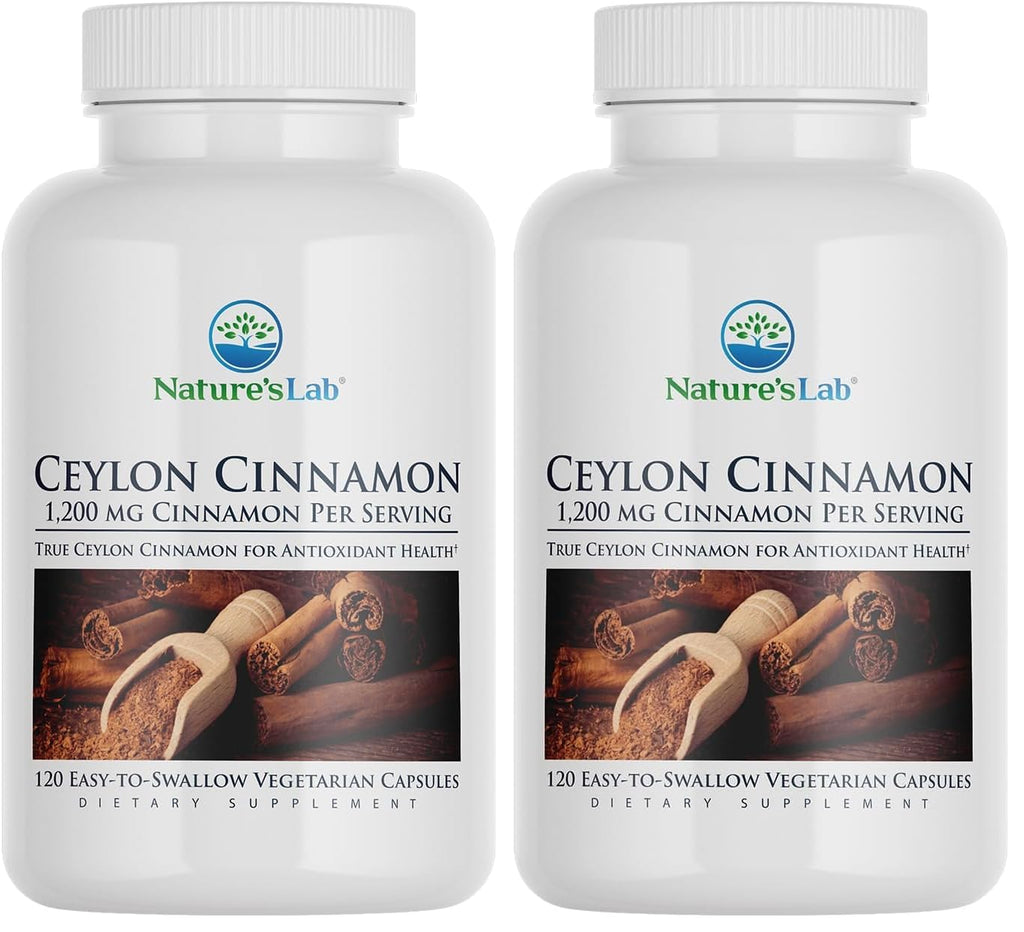 Nature's Lab Ceylon Cinnamon 1,200 mg | 60 Servings per Container | Pack of 2