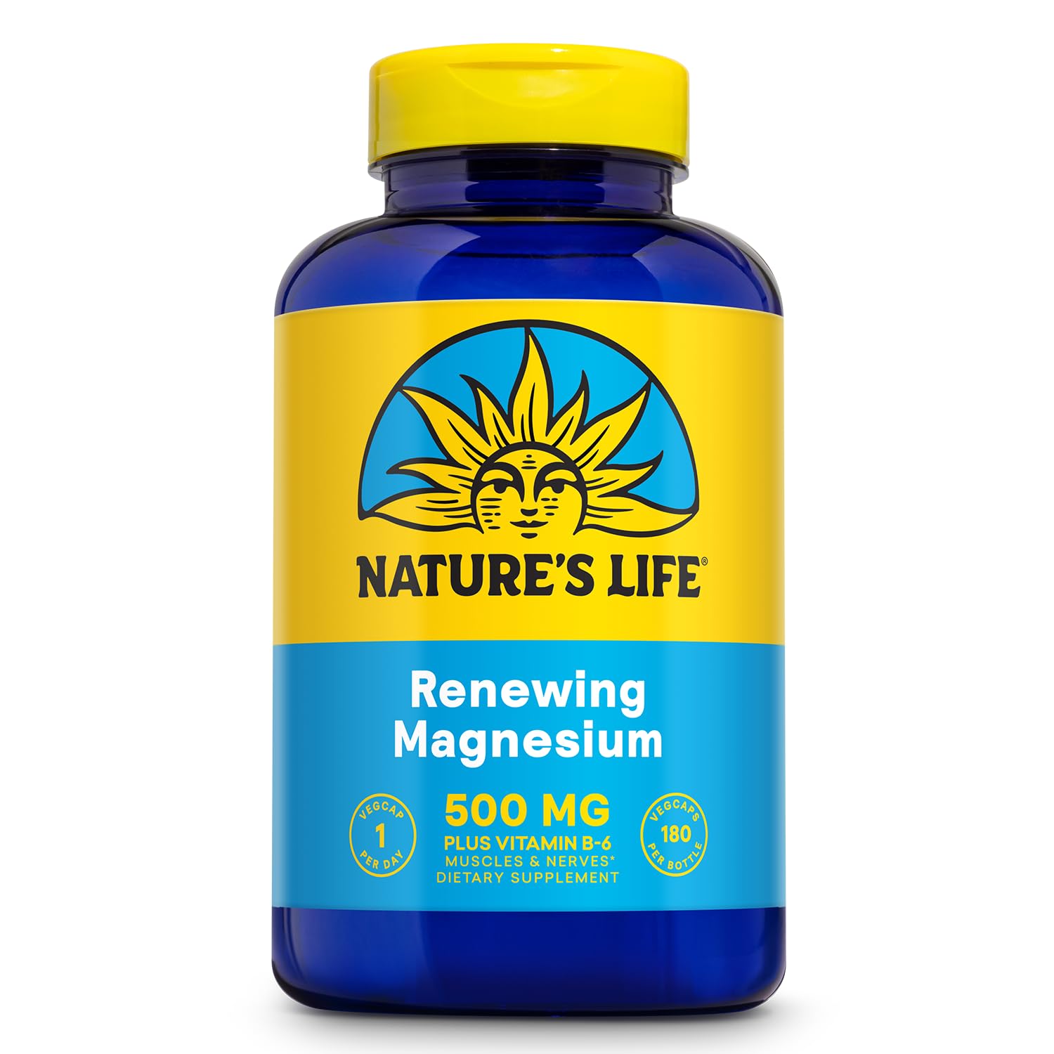 Natures Life Renewing Magnesium 500 mg + Vitamin B-6 | 180 VegCaps - Lab Verified