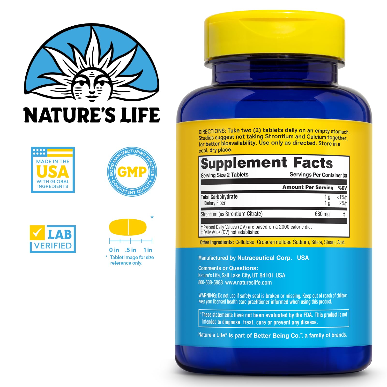 NATURE'S LIFE Strontium Citrate 680mg – Chelated Strontium Supplement