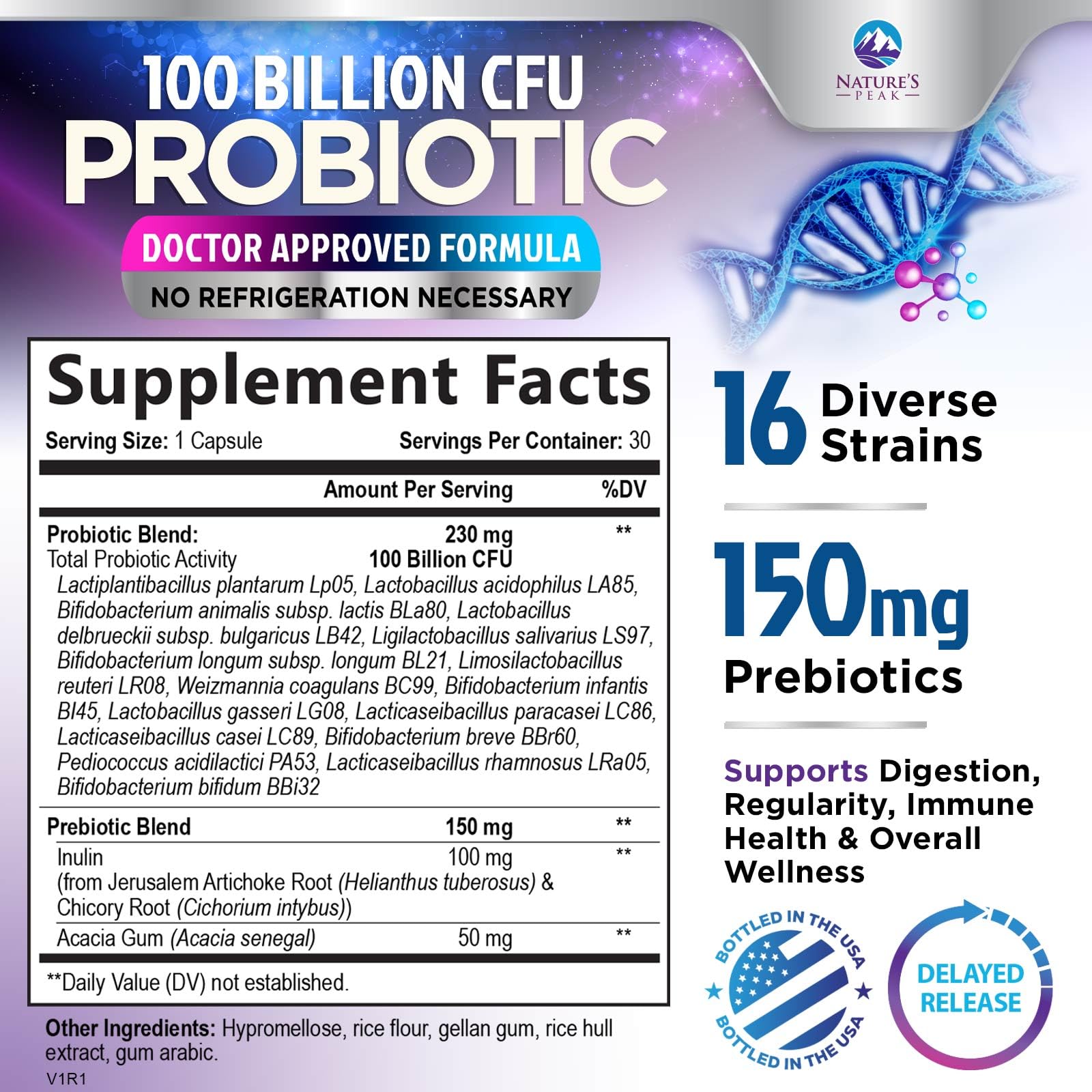 Nature's Peak Probiotics: 100B CFU, 16 Strains, 30 Capsules
