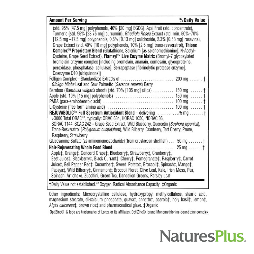 Natures Plus AgeLoss Hair Support – 90 Extended Release Tablets | Gluten Free | 30 Servings