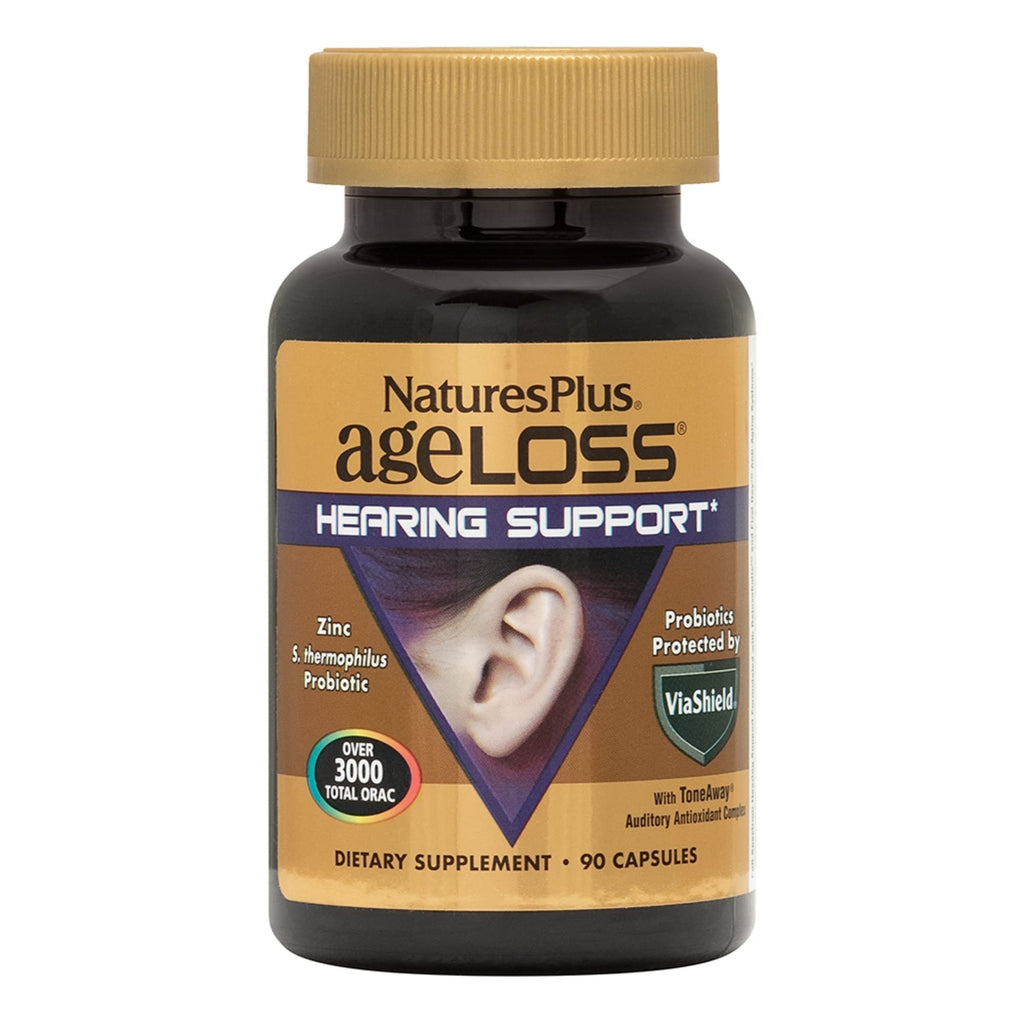 Natures Plus AgeLoss Hearing Support - 90 Capsules - Vegetarian & Gluten Free | 30 Servings