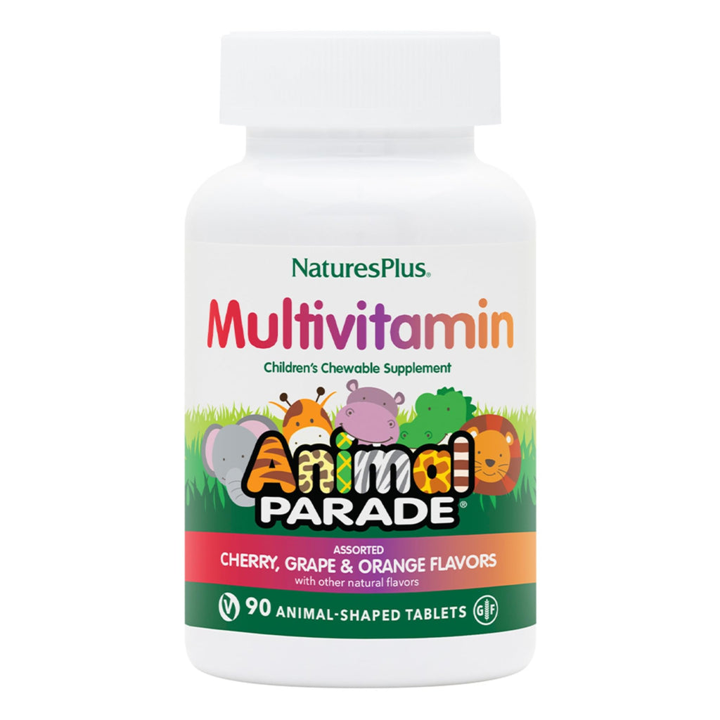 Natures Plus Animal Parade Kids Multivitamin - 90 Animal-Shaped Chewables (45 Servings) | Vegan & Gluten Free