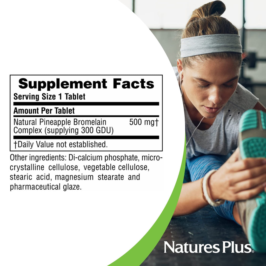 Natures Plus Bromelain 500 mg | Natural Proteolytic Supplement | 60 Vegetarian Tablets (60 Servings)
