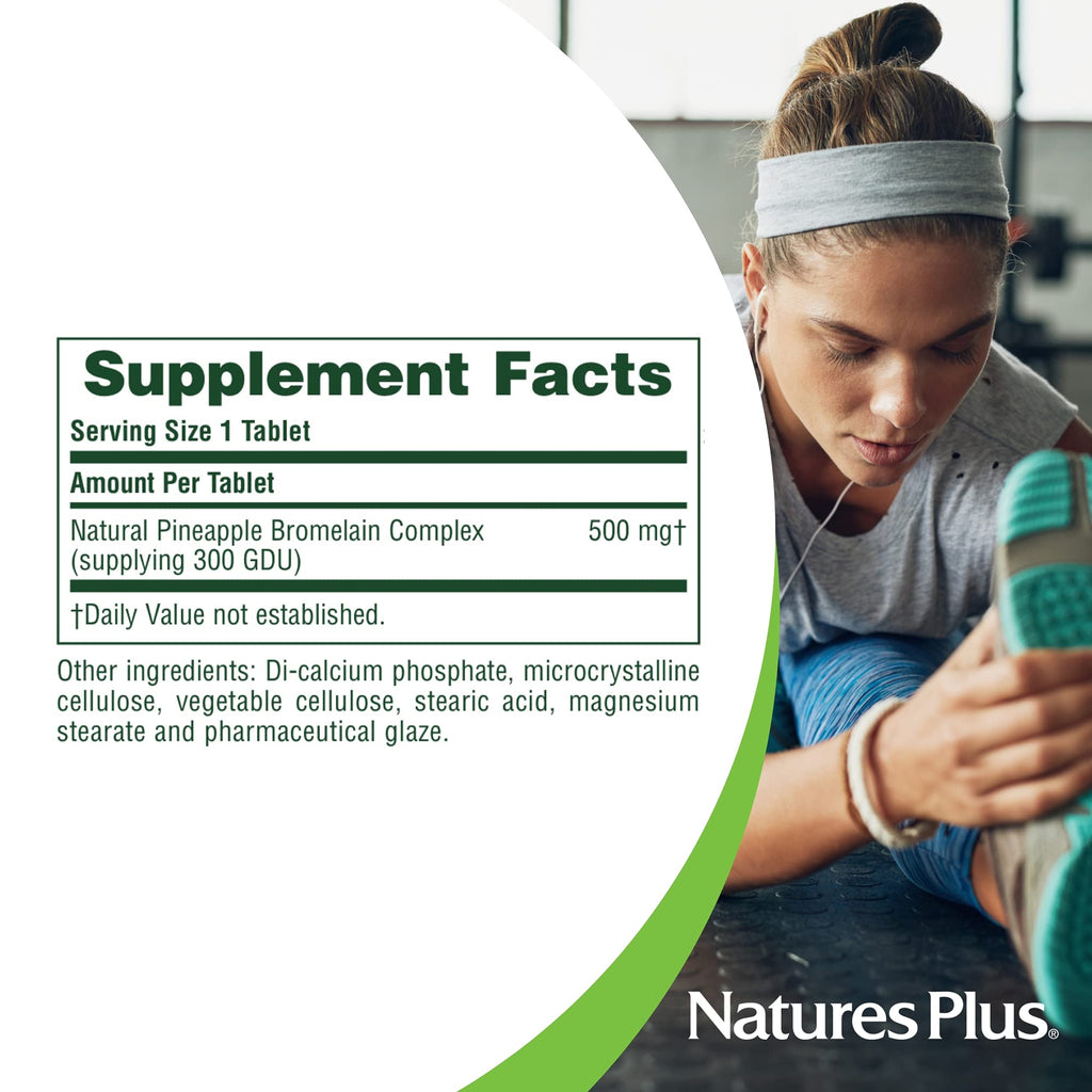 Natures Plus Bromelain 500 mg - 90 Vegetarian Tablets - Gluten-Free