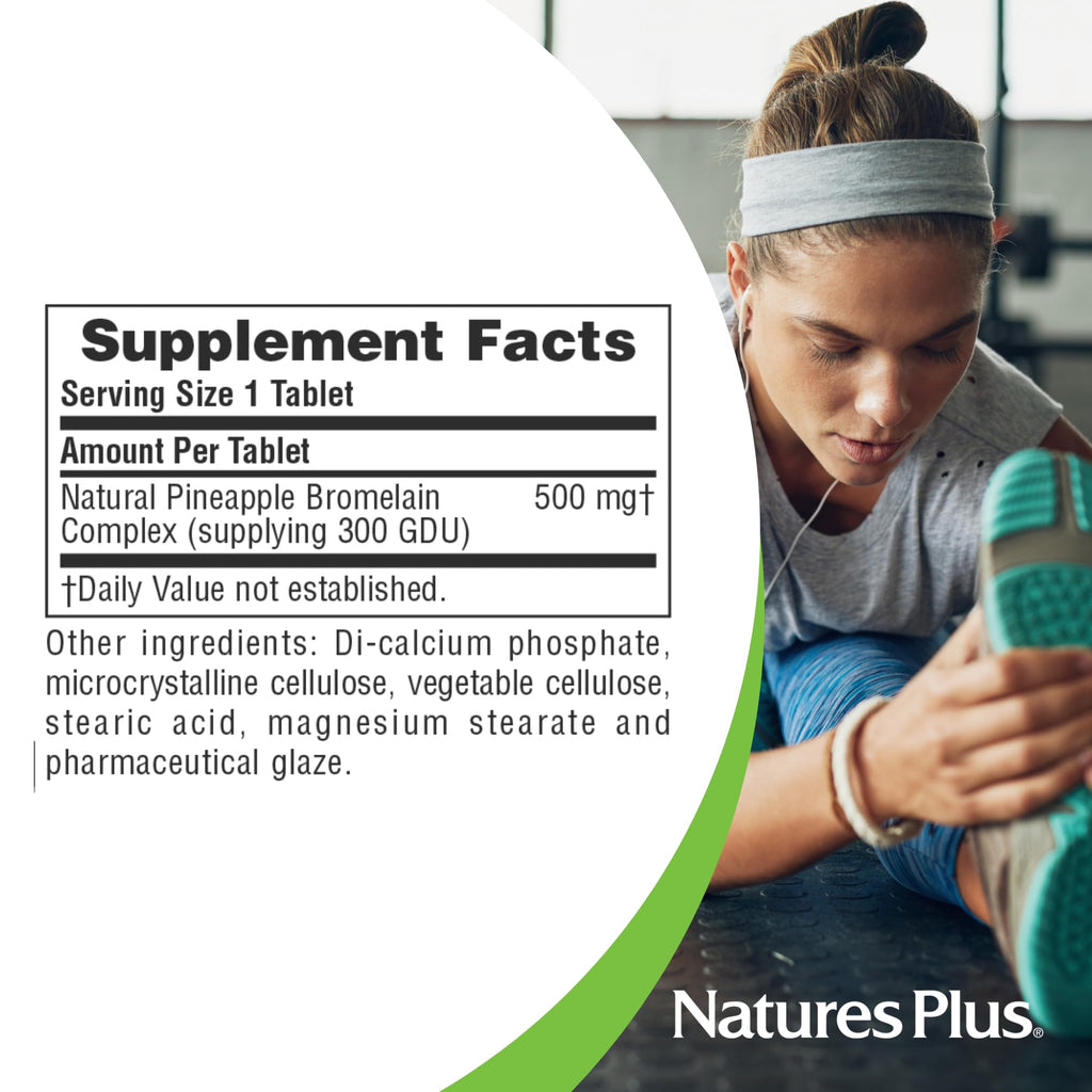 Natures Plus Bromelain 500 mg | Natural Proteolytic Supplement | 60 Vegetarian Tablets (60 Servings)